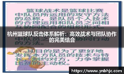 杭州篮球队反击体系解析：高效战术与团队协作的完美结合